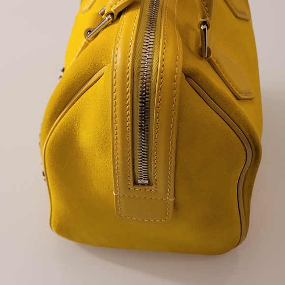 LOUIS VUITTON Speedy 20 Cube Illusion Fleur Yellow Suede pre owned - Picture 7 of 16